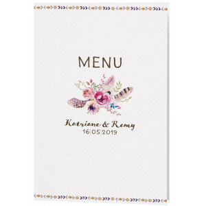 Menu Mariage chic vintage bohème fleurs Belarto Bohemian Wedding 727611