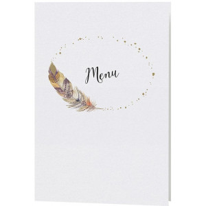 Menu Mariage élégant nature plume multicolore Belarto Bohemian Wedding 727605