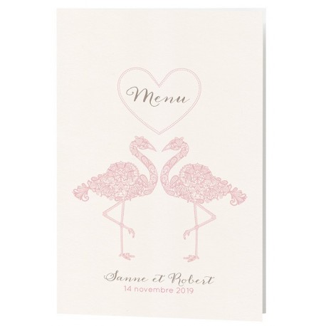 Menu Mariage original flamant rose coeur Belarto Bohemian Wedding 727637