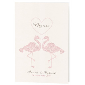 Menu Mariage original flamant rose coeur Belarto Bohemian Wedding 727637