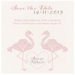 Carte lunch ou remerciements chic flamant rose ceur Belarto Bohemian Wedding 727537