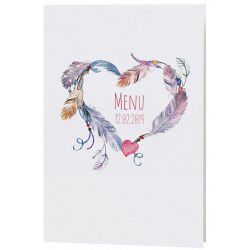 Menu Mariage bohème chic coeur plumes Belarto Bohemian Wedding 727604