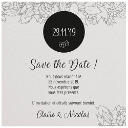 Carte lunch ou remerciements élégante fleurs noires Belarto Bohemian Wedding 727525