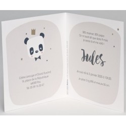 Faire-part naissance panda roi couronne dorée BUROMAC Pirouette 2017 507.008