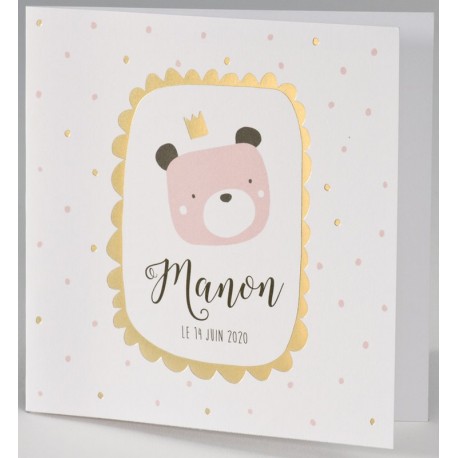 Faire-part naissance original blanc ours rose couronne BUROMAC Pirouette 2017 507.006 Faire-part naissance original blanc ours rose couronne BUROMAC Pirouette 2017 507.006