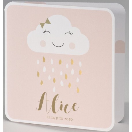Faire-part naissance chic rose clair nuage pluie BUROMAC Pirouette 2017 507.027 Faire-part naissance chic rose clair nuage pluie BUROMAC Pirouette 2017 507.027