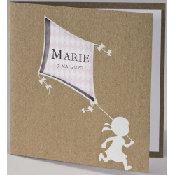 Faire-part naissance tendance papier kraft cerf-volant fille BUROMAC Pirouette 2017 507.039