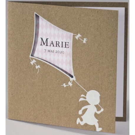 Faire-part naissance tendance papier kraft cerf-volant fille BUROMAC Pirouette 2017 507.039