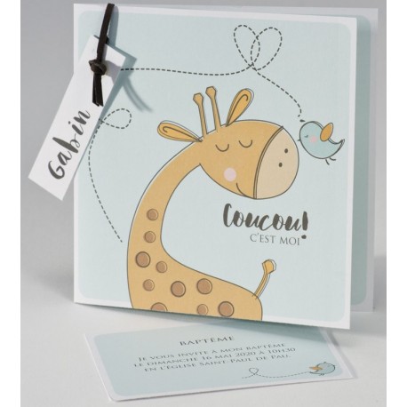 Faire-part naissance dessin girafe oiseau vert BUROMAC Pirouette 2017 507.013 Faire-part naissance dessin girafe oiseau vert BUROMAC Pirouette 2017 507.013