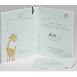 Faire-part naissance dessin girafe oiseau vert BUROMAC Pirouette 2017 507.013