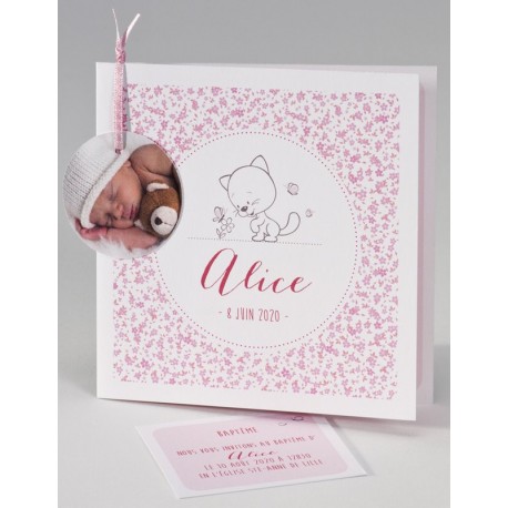 Faire-part naissance chic rose chaton photo BUROMAC Pirouette 2017 507.015