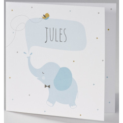 Faire-part naissance humoristique éléphant bleu BUROMAC Pirouette 2017 507.132