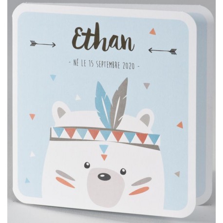 Faire-part naissance ourson indien bleu vernis BUROMAC Pirouette 2017 507.075 Faire-part naissance ourson indien bleu vernis BUROMAC Pirouette 2017 507.075