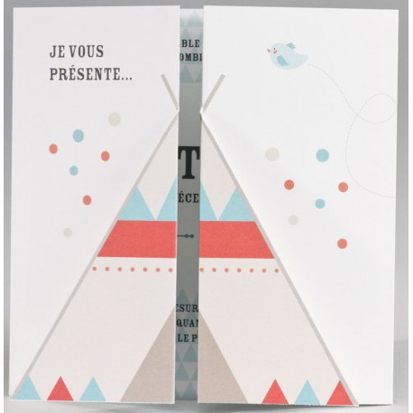 Faire-part naissance tipi indien marron multicolore BUROMAC Pirouette 2017 507.130 Faire-part naissance tipi indien marron multicolore BUROMAC Pirouette 2017 507.130