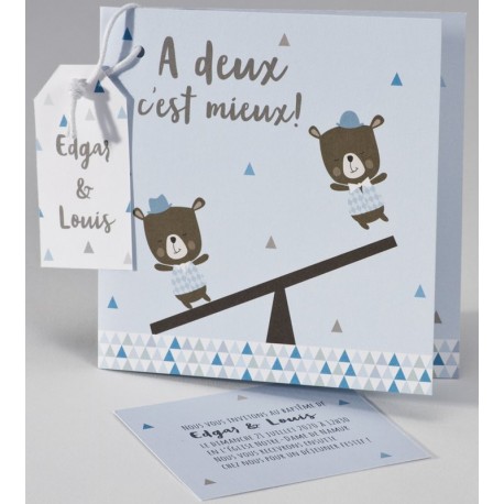Faire-part naissance humoristique bleu ourson balançoire BUROMAC Pirouette 2017 507.017 Faire-part naissance humoristique bleu ourson balançoire BUROMAC Pirouette 2017 507.017