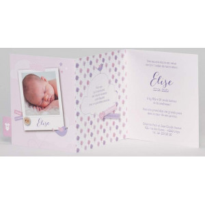 Faire-part naissance tendance rose violet arbre photo BUROMAC Pirouette 2017 507.052