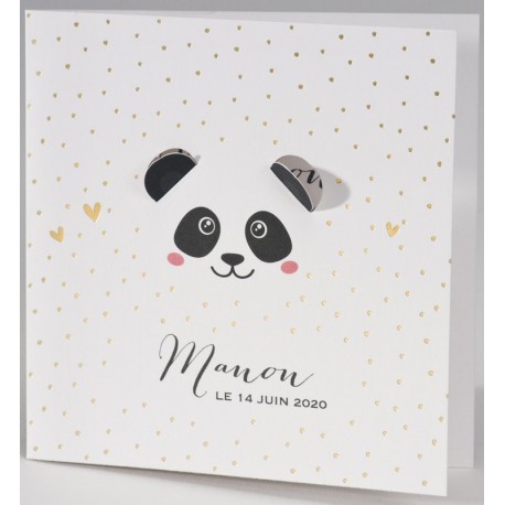 Faire-part naissance chic pois dorés panda BUROMAC Pirouette 2017 507.009 Faire-part naissance chic pois dorés panda BUROMAC Pirouette 2017 507.009
