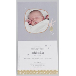 Faire-part naissance chic gris lapin étoile photo BUROMAC Pirouette 2017 507.088