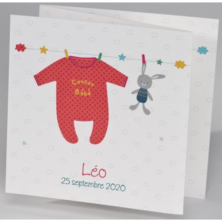 Faire-part naissance classique fil à linge multicolore BUROMAC Pirouette 2017 507.120 Faire-part naissance classique fil à linge multicolore BUROMAC Pirouette 2017 507.120