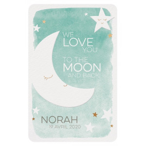 Faire-part naissance ciel étoilé aquarelle lune Belarto Welcome Wonder 717047