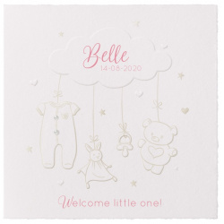 Faire-part naissance classique nuage peluches nacre Belarto Welcome Wonder 717045