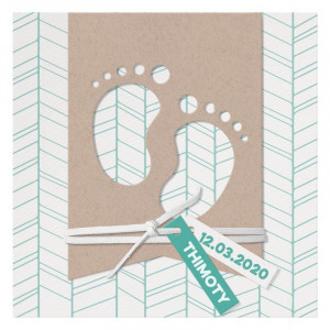 Faire-part naissance tendance crème pieds papier recyclé Belarto Welcome Wonder 717033