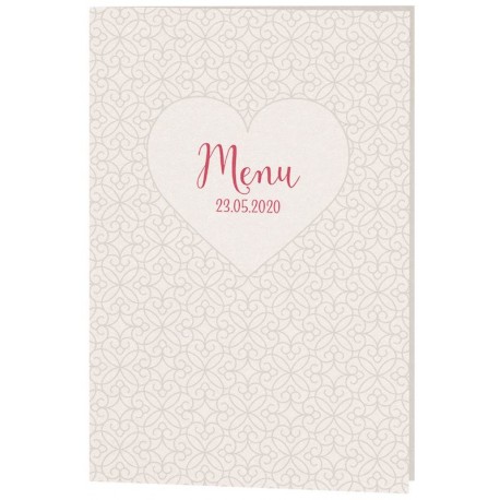 Menu mariage élégant crème motifs géométriques coeurs Belarto Yes We Do ! 728617