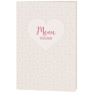 Menu mariage élégant crème motifs géométriques coeurs Belarto Yes We Do ! 728617