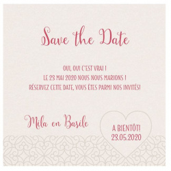 Carte lunch ou remerciements élégante crème motifs coeurs Belarto Yes We Do ! 728517