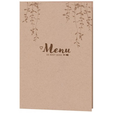 Menu mariage papier kraft motif feuillage Belarto Yes We Do ! 728627