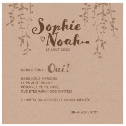 Carte lunch ou remerciements élégante papier kraft motif feuillage Belarto Yes We Do ! 728527