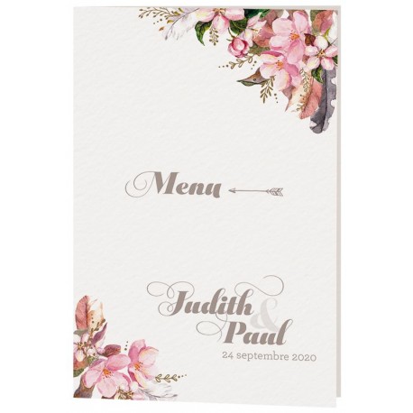 Menu mariage bohème fleurs aquarelle Belarto Yes We Do ! 728605