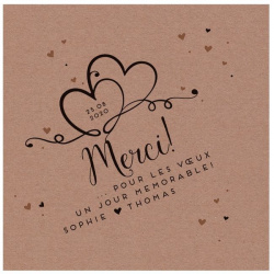 Carte lunch ou remerciements originale papier kraft coeurs entrelacés Belarto Yes We Do ! 728501