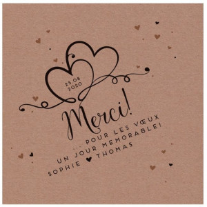 Carte lunch ou remerciements originale papier kraft coeurs entrelacés Belarto Yes We Do ! 728501