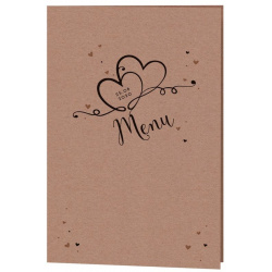 Menu mariage élégant papier kraft arabesques coeurs entrelacés Belarto Yes We Do ! 728601