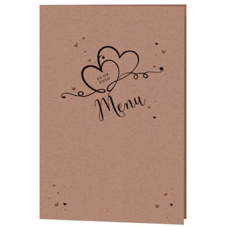 Menu mariage élégant papier kraft arabesques coeurs entrelacés Belarto Yes We Do ! 728601