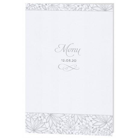 Menu mariage élégant chic blanc irisé motifs gris Belarto Yes We Do ! 728629