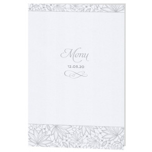 Menu mariage élégant chic blanc irisé motifs gris Belarto Yes We Do ! 728629