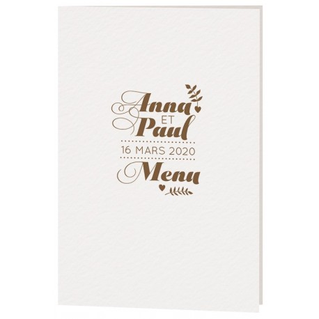 Menu mariage classique crème papier martelé Belarto Yes We Do ! 728626