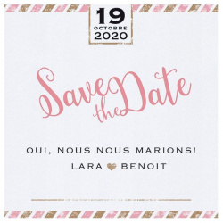 Carte lunch ou remerciements moderne blanc liseré rose bronze Belarto Yes We Do ! 728521