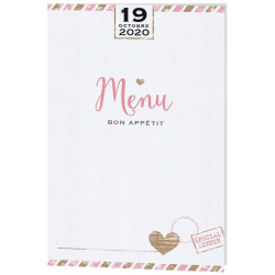 Menu mariage romantique moderne rose bronze Belarto Yes We Do ! 728621