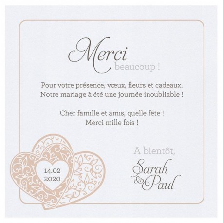 Carte lunch ou remerciements romantique élégante coeurs roses Belarto Yes We Do ! 728524