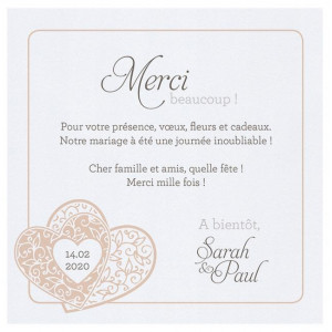 Carte lunch ou remerciements romantique élégante coeurs roses Belarto Yes We Do ! 728524