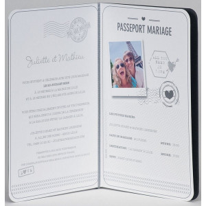 Faire-part mariage original passeport gris irisé argenture BUROMAC Papillons 2018 108.049