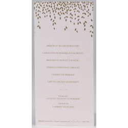 Menu mariage chic élégant rose pastel feuillage doré BUROMAC Papillons 2018 208.069