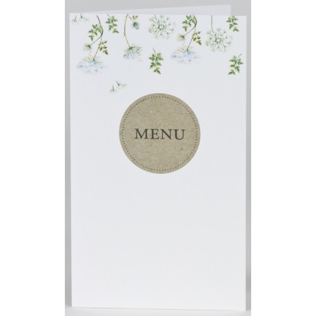 Menu mariage nature blanc fleurs bleues vertes BUROMAC Papillons 2018 208.008