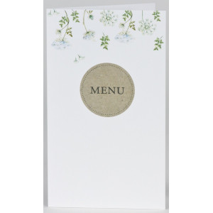 Menu mariage nature blanc fleurs bleues vertes BUROMAC Papillons 2018 208.008