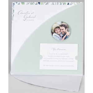 Faire-part mariage nature original camaïeu vert feuillage BUROMAC Papillons 2018 108.007