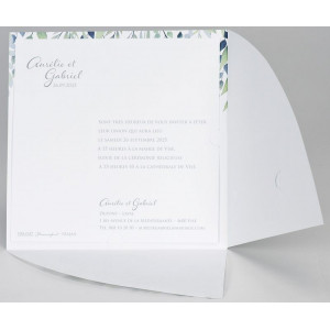 Faire-part mariage nature original camaïeu vert feuillage BUROMAC Papillons 2018 108.007