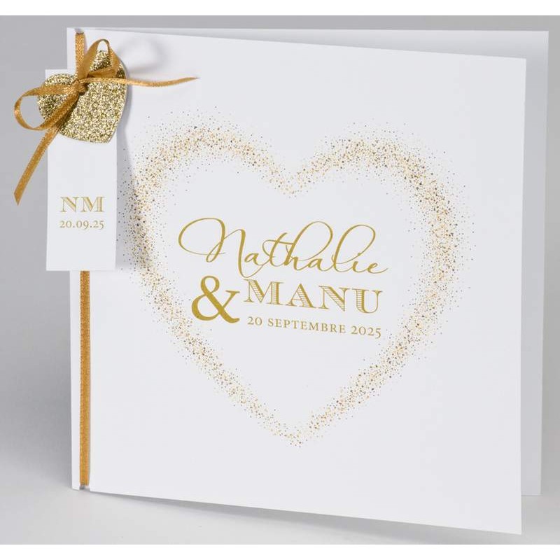 Faire Part Mariage Blanc Dore